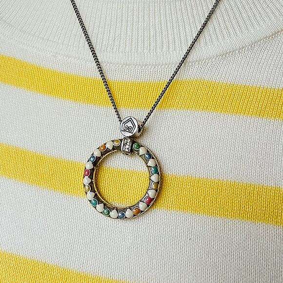 Brighton 18" Delicate Silver Chain Necklace w/Multicolor Circle Pendant - Picture 12 of 12